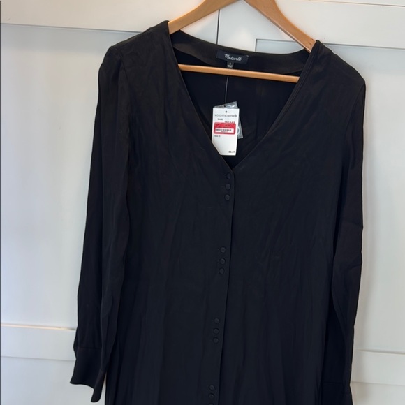 Madewell Black Button-Up Long Sleeve Dress small NWT - Picture 2 of 8